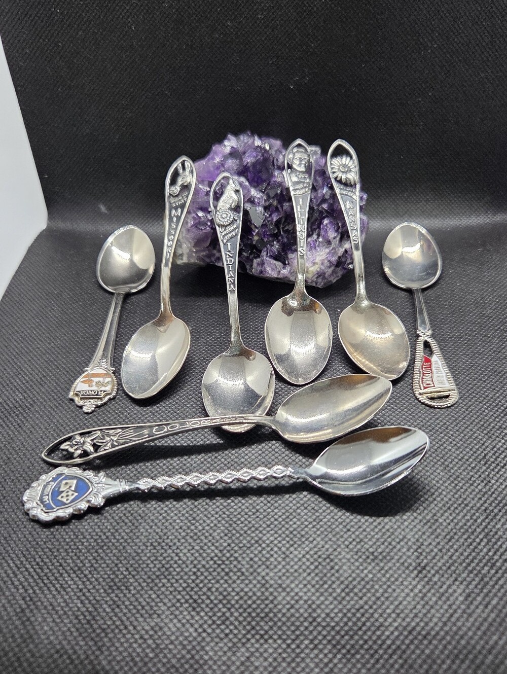 Souvenir State Collectible Spoons - Silver Tone with Enamel Accents